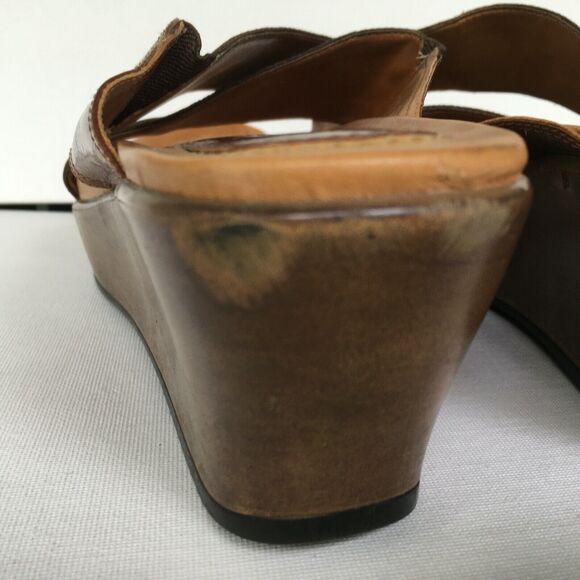 Dansko Sandals Size 41 10.5-11 US Ava Wedge Slide Elastic Cross-Strap Brown/Tan - Picture 5 of 11